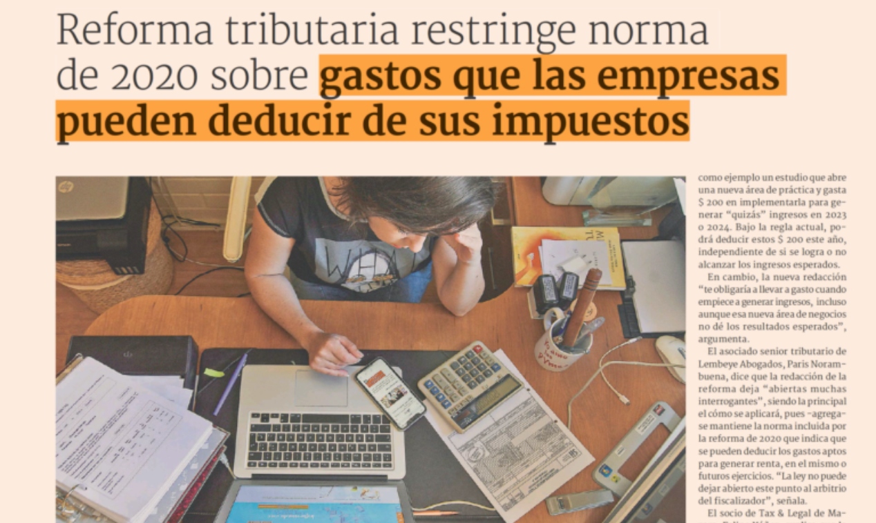 Reforma tributaria restringe norma de 2020 sobre gastos que las empresas pueden deducir de impuestos